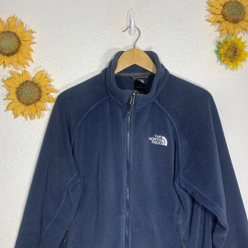 The North Face Mens Navy Blue Fleece Zippered Pockets Size Small